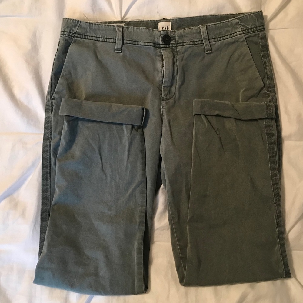 Gap, size 4 Girlfriend Chinos, faded hunter green